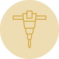 Jackhammer Line Yellow Circle Icon vector