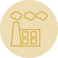 Factory Pollution Line Yellow Circle Icon vector