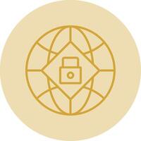 Global Security Line Yellow Circle Icon vector