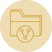 Folder Share Line Yellow Circle Icon vector