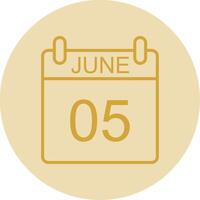 June Line Yellow Circle Icon vector