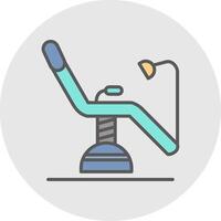 dentista silla línea lleno ligero icono vector