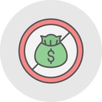 No dinero línea lleno ligero icono vector