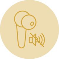 Earbud Line Yellow Circle Icon vector