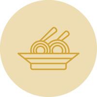 Noodles Line Yellow Circle Icon vector