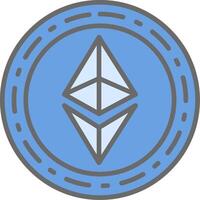 Ethereum Coin Line Filled Light Icon vector