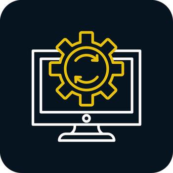 Data Processing Line Red Circle Icon vector