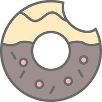 rosquilla línea lleno ligero icono vector