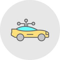 inteligente coche línea lleno ligero icono vector