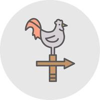 pollo línea lleno ligero icono vector