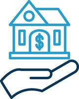 Buy A house Line Blue Two Color Icon vector