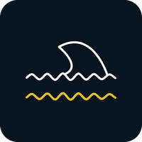 Ocean Waves Line Red Circle Icon vector