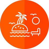 Sunset On Beach Line Red Circle Icon vector