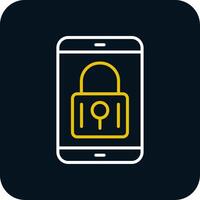 Mobile Security Line Red Circle Icon vector