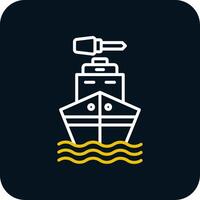 Boat Line Red Circle Icon vector