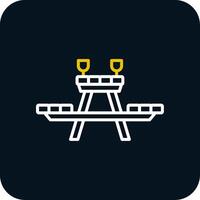Picnic Table Line Red Circle Icon vector