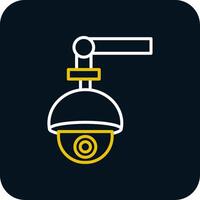 Security Camera Line Red Circle Icon vector