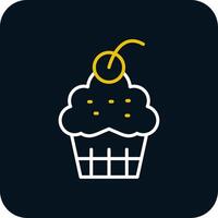 Cup Cake Line Yellow White Icon vector