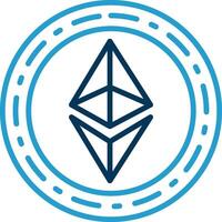 Ethereum Coin Line Blue Two Color Icon vector