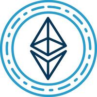 ethereum moneda línea azul dos color icono vector