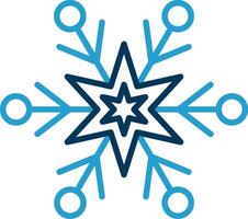 copo de nieve línea azul dos color icono vector