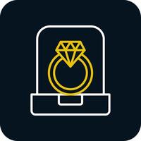Diamond Ring Line Red Circle Icon vector
