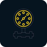Pressure Gauge Line Red Circle Icon vector