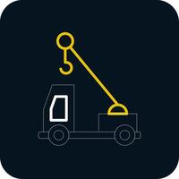 Crane Truck Line Red Circle Icon vector