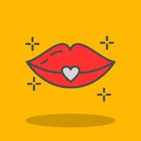 Lips Filled Shadow Icon vector