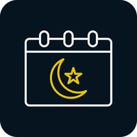 Ramadan Time Table Line Red Circle Icon vector