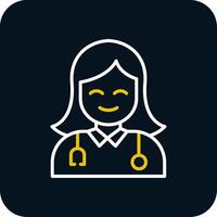 Female Doctor Line Red Circle Icon vector