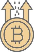 Bitcoin Rise Line Filled Light Icon vector