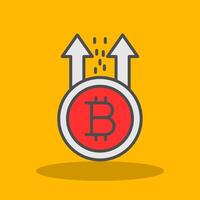 Bitcoin Rise Filled Shadow Icon vector