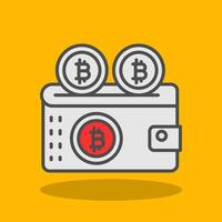 bitcoin billetera lleno sombra icono vector