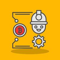 Bitcoin Craft Filled Shadow Icon vector