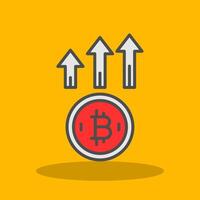 Bitcoin Up Filled Shadow Icon vector