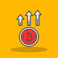 bitcoin arriba lleno sombra icono vector