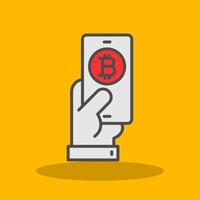 Pay Bitcoin Filled Shadow Icon vector