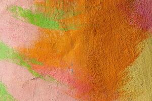 A fragment of colorful graffiti painted on a wall. Abstract urban background. Spray painting art. photo