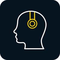 Headphone Line Red Circle Icon vector