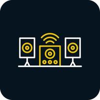 Audio System Line Red Circle Icon vector