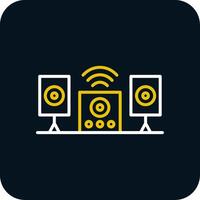 Audio System Line Red Circle Icon vector