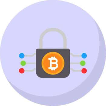 Bitcoin Encryption Flat Bubble Icon vector