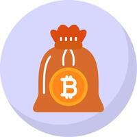 bitcoin bolso plano burbuja icono vector