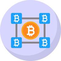 bitcoin bloques plano burbuja icono vector