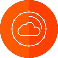 nube informática línea rojo circulo icono vector