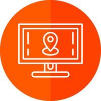 Monitor Line Red Circle Icon vector