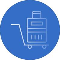 Luggage Trolley Flat Bubble Icon vector