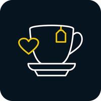 Love Coffee Line Red Circle Icon vector