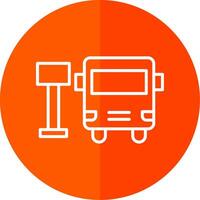 Bus Station Line Red Circle Icon vector